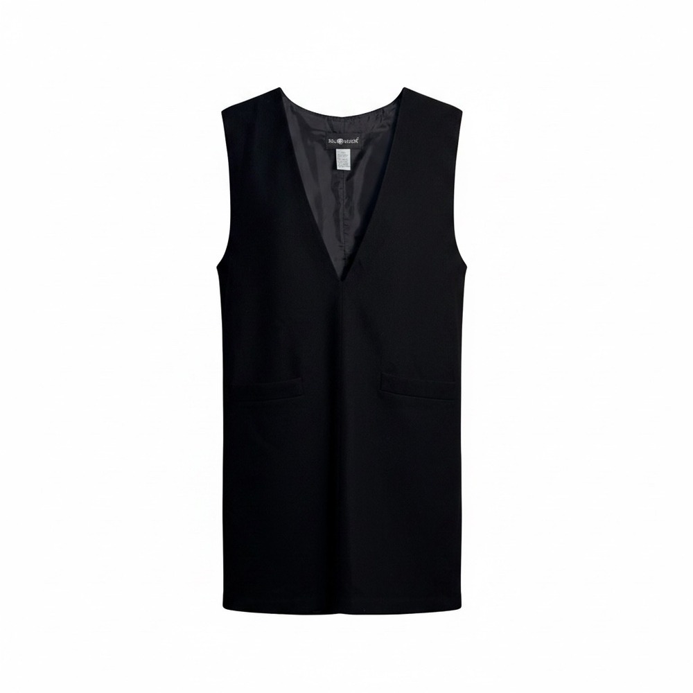 Sag Harbor Dress Size 10 Black Wool Shift V-Neck Sleeveless Pocket 100% Wool